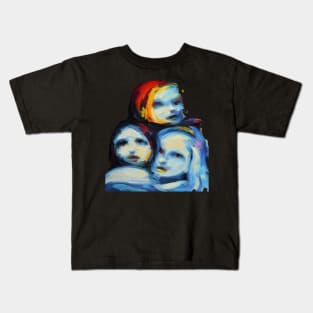 Blue Female Painting Kids T-Shirt